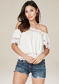Bebe Scallop Lace Trim Top