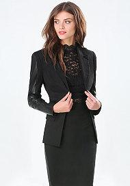 Bebe Linen & Faux Leather Jacket
