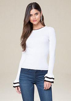 Bebe Ruffle Cuff Sweater