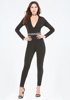 Bebe Embellished Waist Jumpsuit
