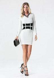 Bebe Patchwork Sweater Dress