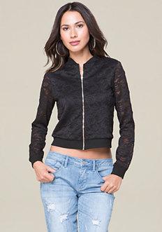 Bebe Lace Bomber Jacket