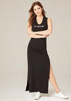 Bebe Logo Hoodie Maxi Dress