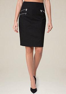 Bebe Cotton Twill Zip Midi Skirt