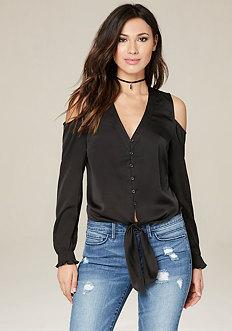 Bebe Addey Tie Front Blouse