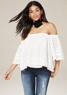 Bebe Layered Off Shoulder Top