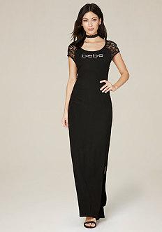 Bebe Logo Scoopneck Maxi Dress