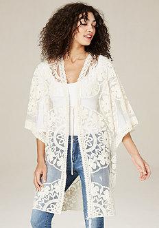 Bebe Embroidered Kimono Coat