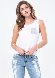 Bebe Contrast Muscle Tank