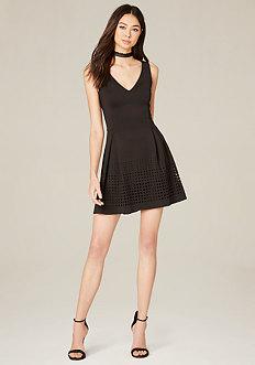 Bebe Laser Cut Fit & Flare Dress