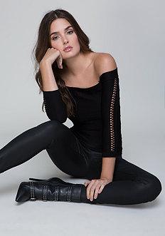 Bebe Jen Mesh Sleeve Bodycon Top