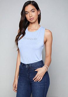 Bebe Logo Twist Open Back Tank