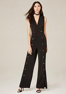 Bebe Snap Wide Leg Jumpsuit