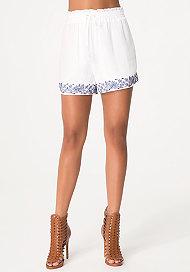 Bebe Embroidered Ruffle Shorts