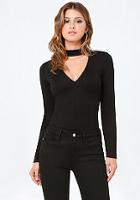 Bebe Collared V-neck Top