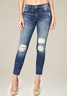 Bebe Torn Raw Edge Skinny Jeans