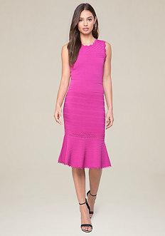 Bebe Pointelle Flounce Hem Dress