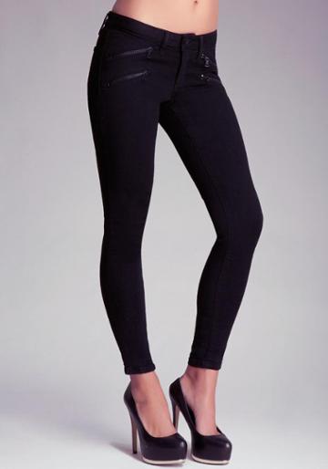 Black Multi Zipper Skinny Jeans