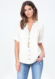 Bebe Chain Neck Tie Top