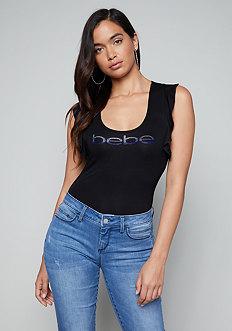 Bebe Logo Ombre Ruffle Tank