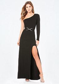 Bebe Rachel High Slit Gown