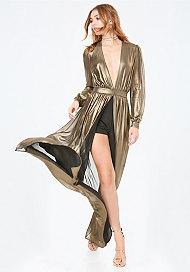 Bebe Gold Metallic Shorts Gown