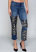 Bebe Jacquard Patch Crop Jeans