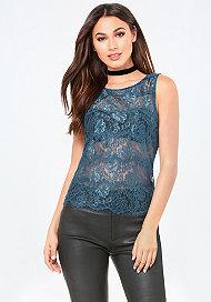 Bebe Roxi Striped Lace Top