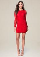 Bebe Mesh Long Sleeve Dress