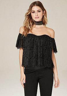 Bebe Lace Sweetheart Top