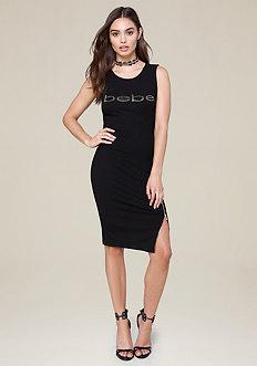 Bebe Logo Aela Zip Detail Dress