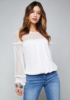 Bebe Alexa Dotted Mesh Top