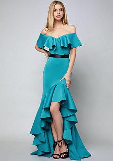 Bebe Mae Ruffled Hi-lo Gown