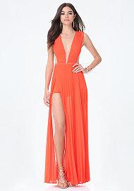 Bebe Solid Double Slit Gown