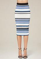 Bebe Texture Striped Midi Skirt