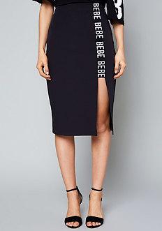 Bebe Logo Cutout Slit Skirt