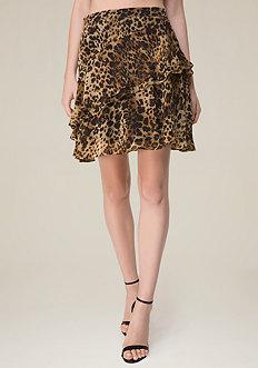 Bebe Leopard Print Chiffon Skirt