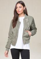 Bebe Lace Up Bomber Jacket