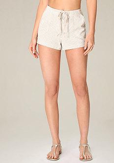 Bebe Striped Linen Shorts