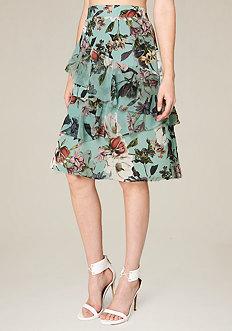 Bebe Print Wrap Ruffle Skirt