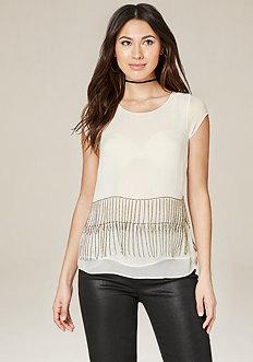 Bebe Beaded Fringe Tee