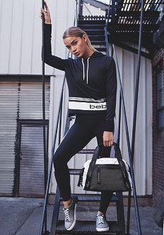 Bebe Logo Cropped Hoodie