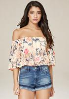 Bebe Embroidered Lace Crop Top