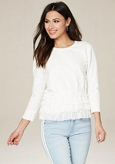 Bebe Ruffled Jersey Top