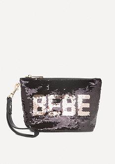 Bebe Logo Sequin Zip Pouch