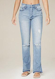 Bebe Relaxed Split Hem Jeans