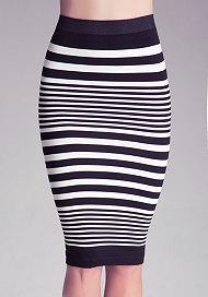 Bebe Striped Midi Skirt