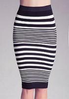 Bebe Striped Midi Skirt