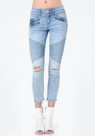 Bebe Denim Moto Capri Pants