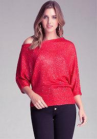 Bebe Asymmetric Sequin Sweater